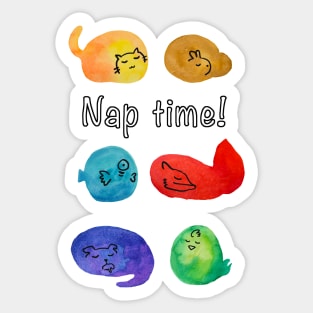 Nap time with animal friends Sticker